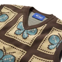 Awake NY BUTTERFLY SWEATER VEST -helmut shop AwakeNYBUTTERFLYSWEATERVESTBROWNAWK SP22 SW004 3