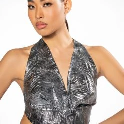 ABOVE ALL METALLIC CROP TOP