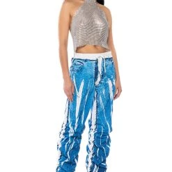 ABOVE ALL RHINESTONE HALTER TOP -helmut shop above all rhinestone halter top silver 4 4 c1