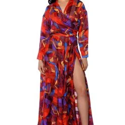 AESTHETIC SCARF PRINT TIE FRONT BLOUSE -helmut shop aesthetic scarf print tie front blouse red multi 3 3