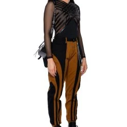 AFTER DARK FAUX LEATHER PANEL LONG SLEEVE MESH BODYSUIT -helmut shop after dark faux leather panel long sleeve mesh bodysuit black 4 4 c1 c1 c1