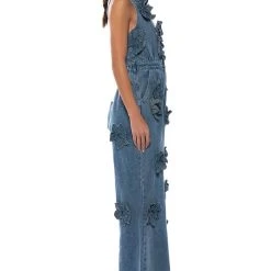 AFTER THE STORM FLORAL DENIM JUMPSUIT -helmut shop after the storm floral denim jumpsuit denim 4 4