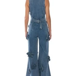 AFTER THE STORM FLORAL DENIM JUMPSUIT -helmut shop after the storm floral denim jumpsuit denim 5 5