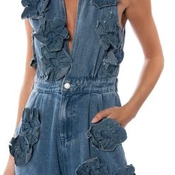 AFTER THE STORM FLORAL DENIM JUMPSUIT -helmut shop after the storm floral denim jumpsuit denim 6 6