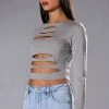 ALANI CUT OUT LONG SLEEVE CROP TOP -helmut shop alani cut out long sleeve crop top grey 1 1