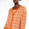 ALI LONG KNIT CARDIGAN -helmut shop ali long knit cardigan orange multi 1 1