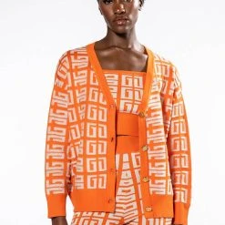 ALI LONG KNIT CARDIGAN -helmut shop ali long knit cardigan orange multi 4 4
