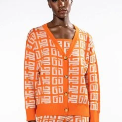 ALI LONG KNIT CARDIGAN -helmut shop ali long knit cardigan orange multi 5 5