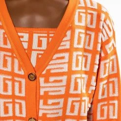 ALI LONG KNIT CARDIGAN -helmut shop ali long knit cardigan orange multi 8 8