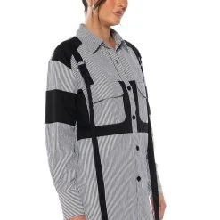 ALICE STRIPED CARGO BUTTON DOWN -helmut shop alice striped cargo button down black white 3 3 c1