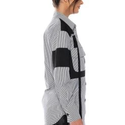 ALICE STRIPED CARGO BUTTON DOWN -helmut shop alice striped cargo button down black white 5 5 c1