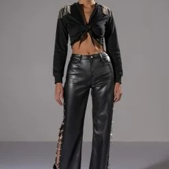 ALIGNED RHINESTONE SHOULDER WRAP SWEATSHIRT -helmut shop aligned rhinestone shoulder wrap sweatshirt black 2 2 c1