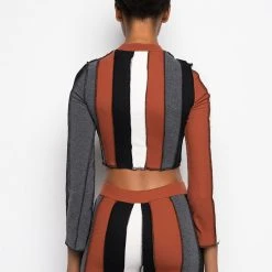 ALL DAY CONTRAST TRIM TURTLENECK TEE -helmut shop all day contrast trim turtleneck tee brown multi 5 5