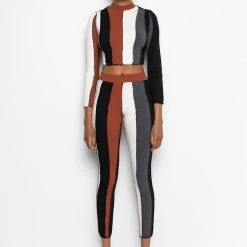 ALL DAY CONTRAST TRIM TURTLENECK TEE -helmut shop all day contrast trim turtleneck tee brown multi 7 7