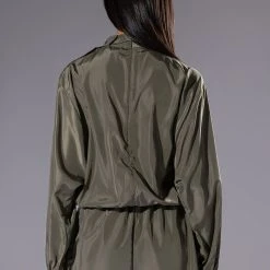 ALL DAY ERRANDS LIGHTWEIGHT ROMPER IN OLIVE -helmut shop all day errands lightweight romper in olive olive 4 4