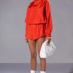 ALL DAY ERRANDS LIGHTWEIGHT ROMPER IN ORANGE -helmut shop all day errands lightweight romper in orange orange 2 2