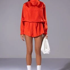 ALL DAY ERRANDS LIGHTWEIGHT ROMPER IN ORANGE -helmut shop all day errands lightweight romper in orange orange 7 7