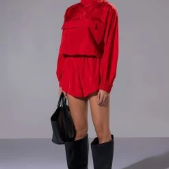 ALL DAY ERRANDS LIGHTWEIGHT ROMPER IN RED 8 ALL DAY ERRANDS LIGHTWEIGHT ROMPER IN RED -helmut shop all day errands lightweight romper in red red 2 2