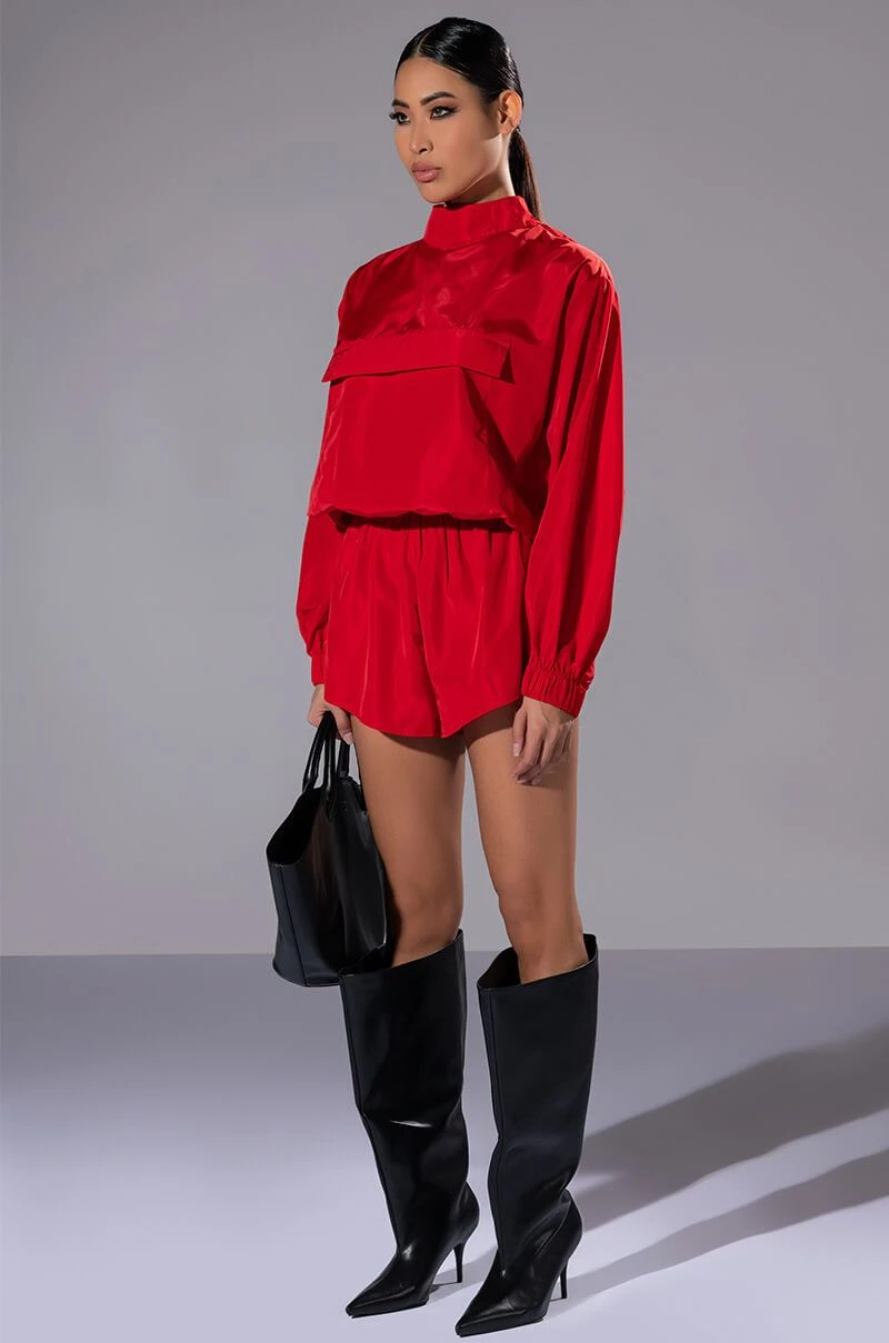 ALL DAY ERRANDS LIGHTWEIGHT ROMPER IN RED 4 ALL DAY ERRANDS LIGHTWEIGHT ROMPER IN RED - Image 2