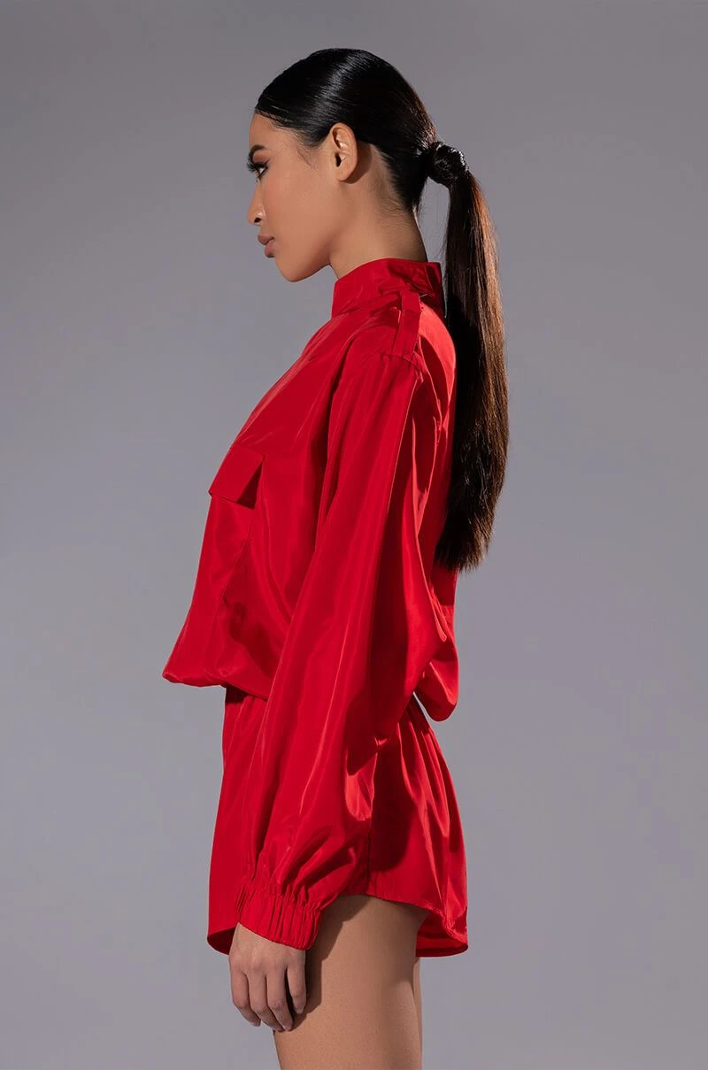 ALL DAY ERRANDS LIGHTWEIGHT ROMPER IN RED 5 ALL DAY ERRANDS LIGHTWEIGHT ROMPER IN RED - Image 3