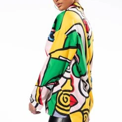 ALL EYES ON YOU BUTTON DOWN BLOUSE -helmut shop all eyes on you button down mini dress yellow multi 2 2