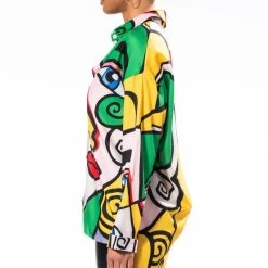 ALL EYES ON YOU BUTTON DOWN BLOUSE -helmut shop all eyes on you button down mini dress yellow multi 5 5