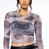 ALL EYES ON YOU LONG SLEEVE MESH TOP -helmut shop all eyes on you long sleeve mesh top grey multi 1 1