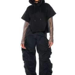 ALL I GOT SHORT SLEEVE RHINESTONE DETAIL HOODIE -helmut shop all i got short sleeve rhinestone detail hoodie black multi 3 3 c1