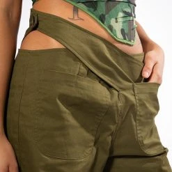 ALL I WANT DETAILED WAIST STRAIGHT LEG CARGO PANT -helmut shop all i want detailed waist straight leg cargo pant green 6 6