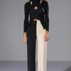 ALL IN THE DETAILS CUT OUT TURTLENECK TIE WAIST SWEATER -helmut shop all in the details cut out turtleneck tie waist sweater black 3 3 c1