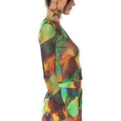 ALL NATURAL MESH LONG SLEEVE -helmut shop all natural mesh long sleeve green multi 3 3