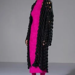 ALL NIGHTER OPEN KNIT CARDIGAN -helmut shop all nighter open knit cardigan black 2 2