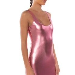 ALL OF THE LIGHTS SLEEVELESS METALLIC BODYCON DRESS -helmut shop all of the lights sleeveless metallic bodycon dress light pink 2 2 c1