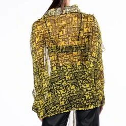 ALL OVER ASYMMETRICAL BUTTONDOWN BLOUSE -helmut shop all over asymmetrical buttondown blouse yellow multi 7 7