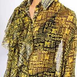 ALL OVER ASYMMETRICAL BUTTONDOWN BLOUSE -helmut shop all over asymmetrical buttondown blouse yellow multi 8 8