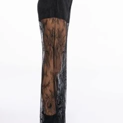 ALL OVER LACE HIGH WAIST WIDE LEG TROUSER -helmut shop all over lace high waist wide leg trouser black 4 4