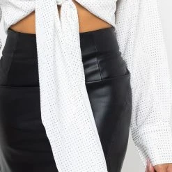 ROWLING TIED UP RHINESTONE BLOUSE -helmut shop all that glitters tied up rhinestone blouse white 5