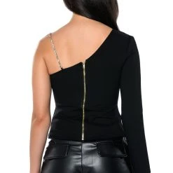 ALL THE GLAM RHINESTONE DETAIL TOP -helmut shop all the glam rhinestone detail top black 7 7