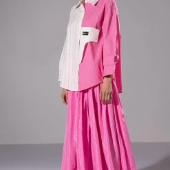 ALL TOGETHER NOW LONG SLEEVE BUTTON DOWN BLOUSE -helmut shop all together now long sleeve button down blouse pink multi 3 3