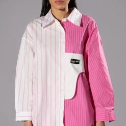 ALL TOGETHER NOW LONG SLEEVE BUTTON DOWN BLOUSE -helmut shop all together now long sleeve button down blouse pink multi 4 4