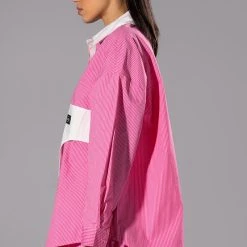 ALL TOGETHER NOW LONG SLEEVE BUTTON DOWN BLOUSE -helmut shop all together now long sleeve button down blouse pink multi 5 5