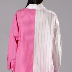 ALL TOGETHER NOW LONG SLEEVE BUTTON DOWN BLOUSE -helmut shop all together now long sleeve button down blouse pink multi 7 7