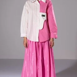 ALL TOGETHER NOW LONG SLEEVE BUTTON DOWN BLOUSE -helmut shop all together now long sleeve button down blouse pink multi 9 9