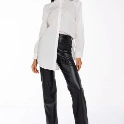 ALLURE OPEN BACK BUTTON DOWN BLOUSE -helmut shop allure open back button down blouse white 3 3