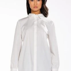 ALLURE OPEN BACK BUTTON DOWN BLOUSE -helmut shop allure open back button down blouse white 4 4