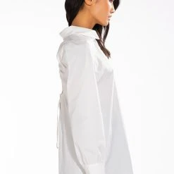 ALLURE OPEN BACK BUTTON DOWN BLOUSE -helmut shop allure open back button down blouse white 5 5