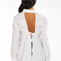 ALLURE OPEN BACK BUTTON DOWN BLOUSE -helmut shop allure open back button down blouse white 6 6