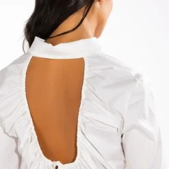 ALLURE OPEN BACK BUTTON DOWN BLOUSE -helmut shop allure open back button down blouse white 7 7