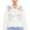 ALWAYS BLING RHINESTONE BUTTON FRONT CARDIGAN -helmut shop always bling rhinestone button front cardigan white 1 1