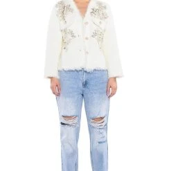 ALWAYS BLING RHINESTONE BUTTON FRONT CARDIGAN -helmut shop always bling rhinestone button front cardigan white 3 3